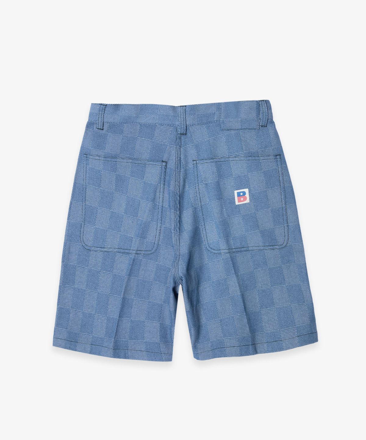 벌스데이수트(BIRTHDAYSUIT) CHECKER BOARD DENIM SHORT (LIGHT BLUE)