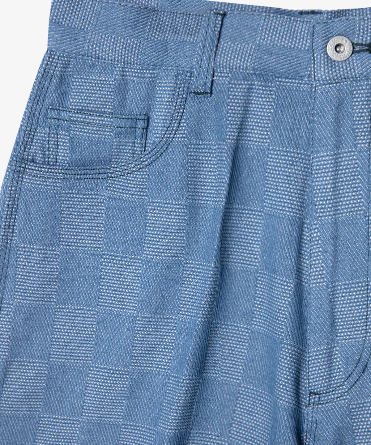 벌스데이수트(BIRTHDAYSUIT) CHECKER BOARD DENIM SHORT (LIGHT BLUE)