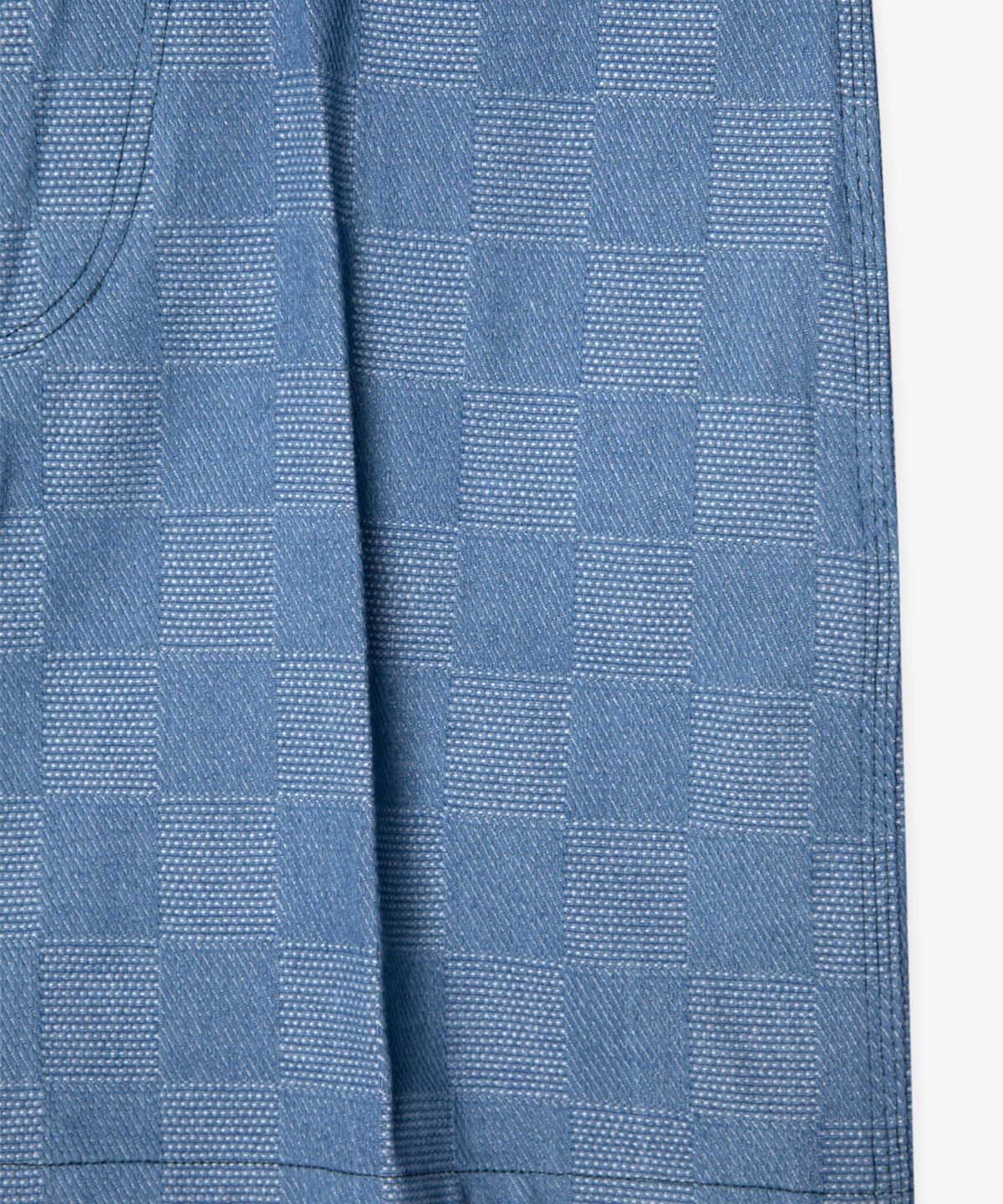 벌스데이수트(BIRTHDAYSUIT) CHECKER BOARD DENIM SHORT (LIGHT BLUE)