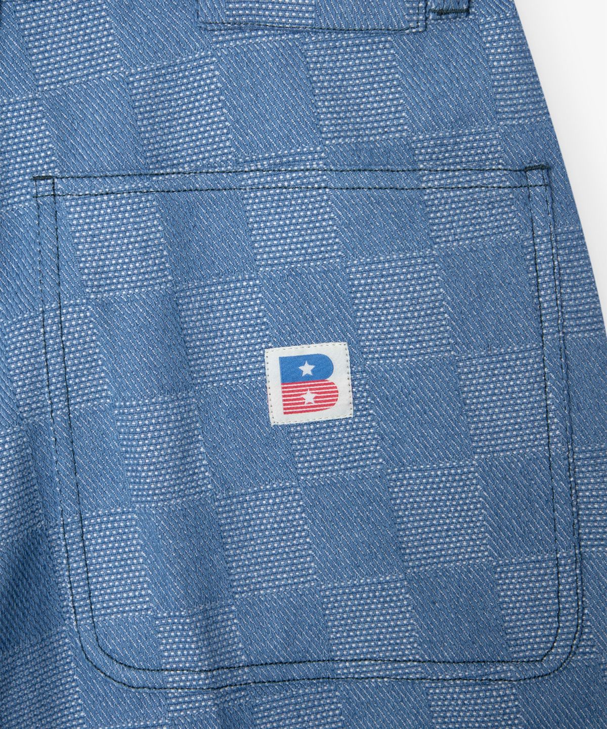 벌스데이수트(BIRTHDAYSUIT) CHECKER BOARD DENIM SHORT (LIGHT BLUE)