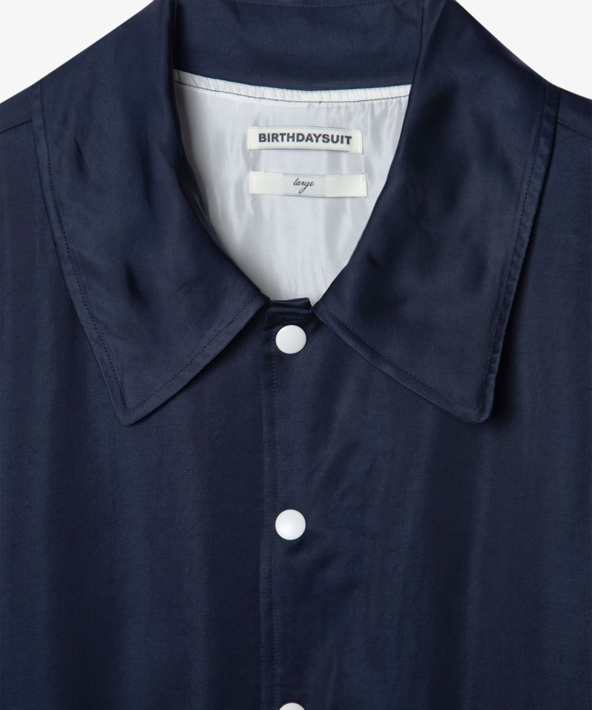 벌스데이수트(BIRTHDAYSUIT) SATIN STADIUM JACKET (NAVY)