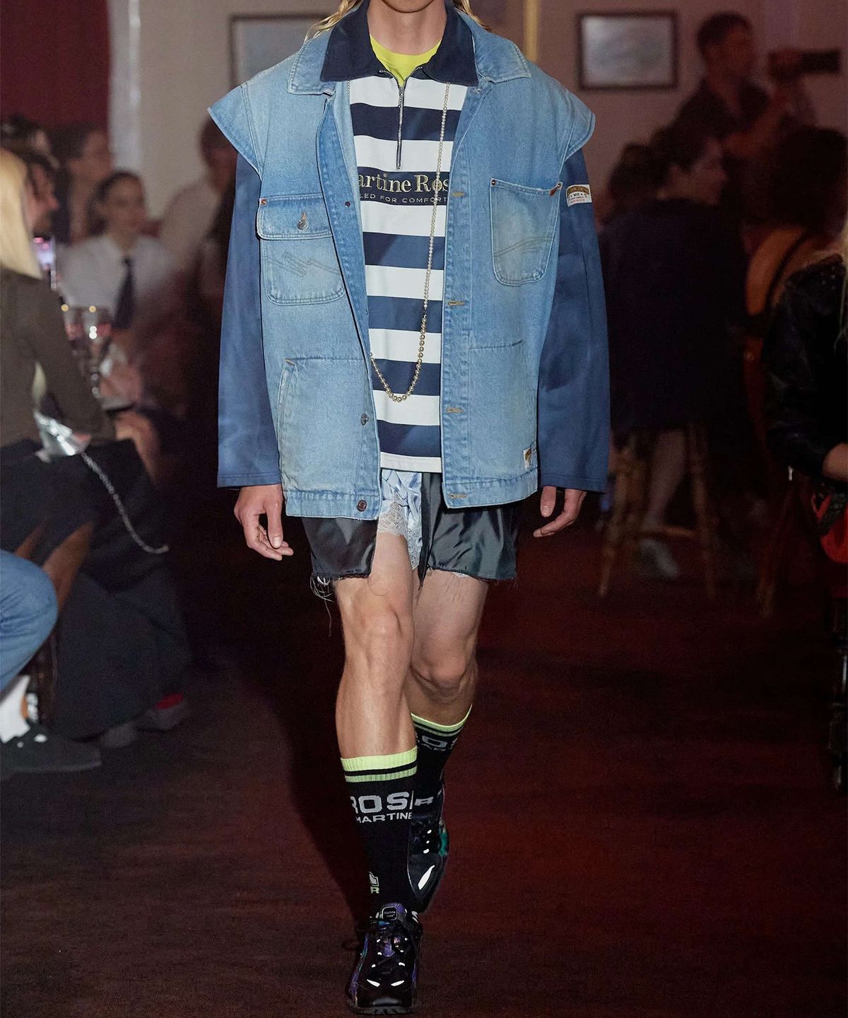 마틴 로즈(MARTINE ROSE) (M) 데님 길렛 블리치 블루 DENIM GILET BLEACHED WASH