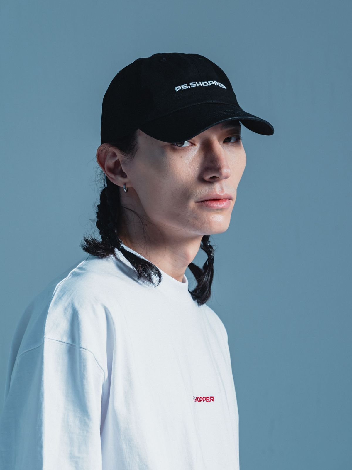 피에스쇼퍼(PSSHOPPER) 베이직 로고 워싱 볼캡 [블랙]