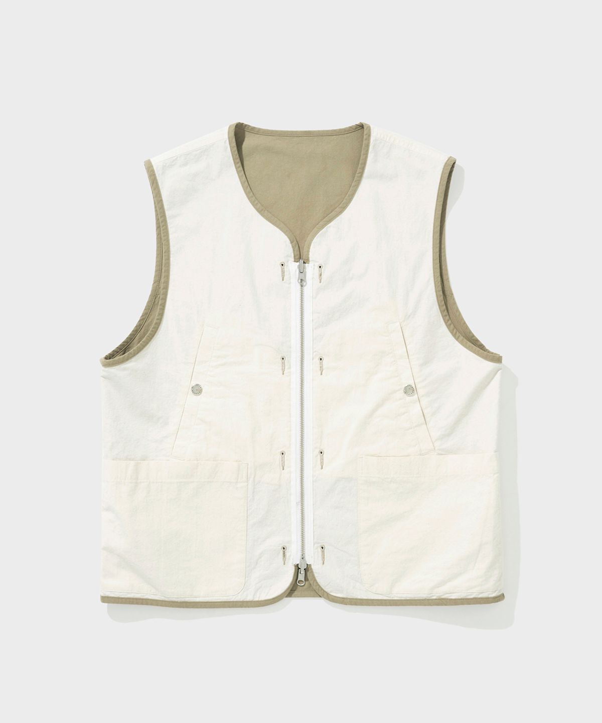 셔터(SHIRTER) BRUSHED COTTON REVERSIBLE VEST (BEIGE IVORY)