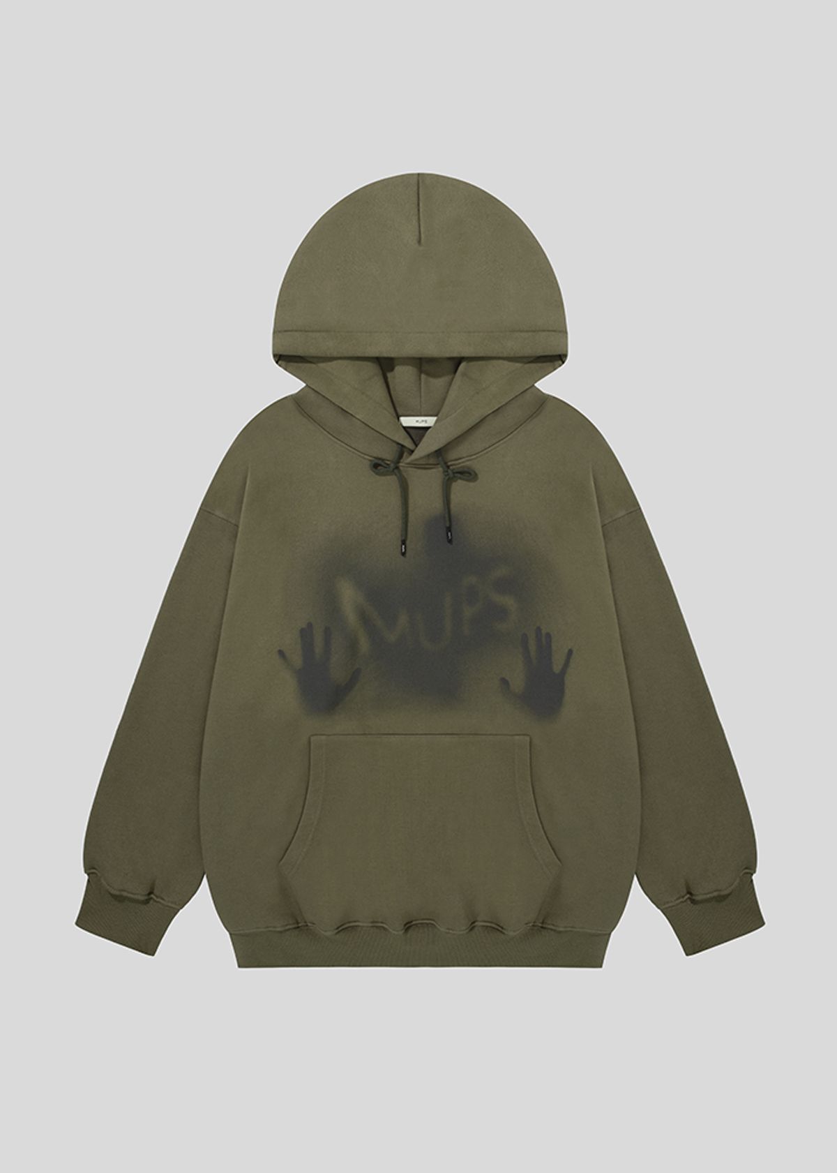 멉스(MUPS) Hand printing hoodie [khaki]