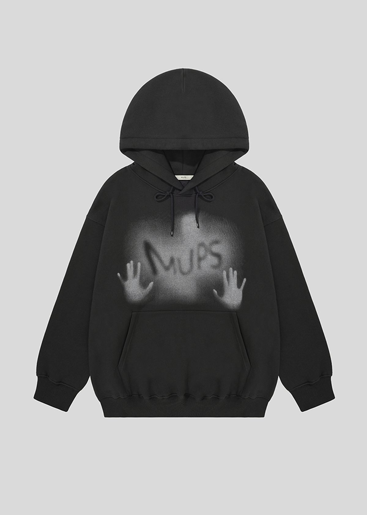 멉스(MUPS) Hand printing hoodie [charcoal]