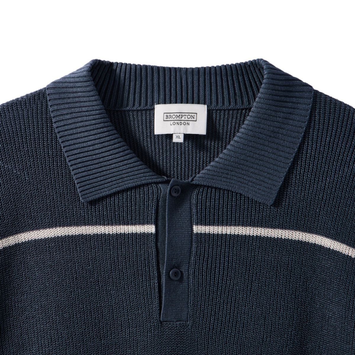 브롬톤 런던(BROMPTON LONDON) STRIPED COLLAR HALF SLEEVE KNIT - NAVY (P242MKT514)