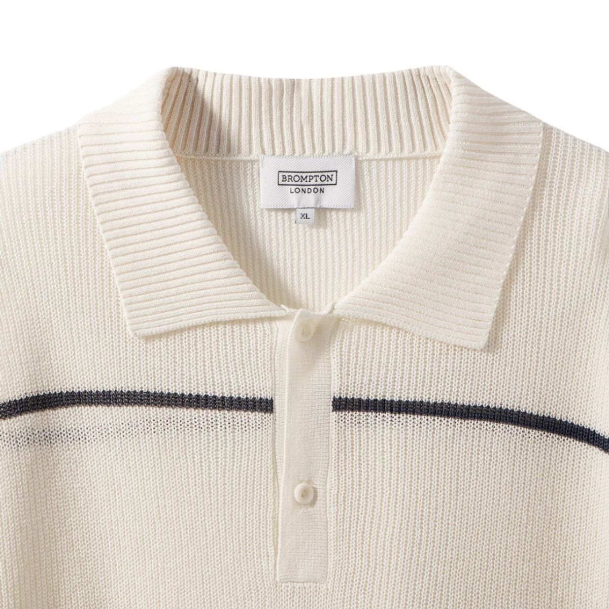 브롬톤 런던(BROMPTON LONDON) STRIPED COLLAR HALF SLEEVE KNIT - IVORY (P242MKT514)