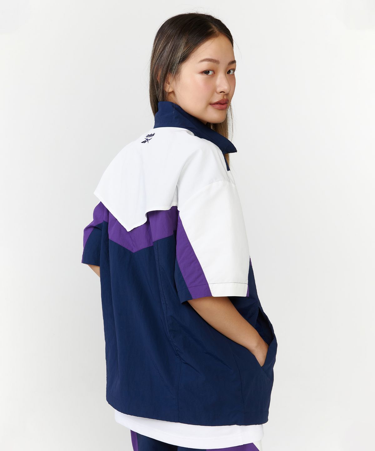 리복(REEBOK) TWIN VECTOR 반팔 아노락 - 네이비