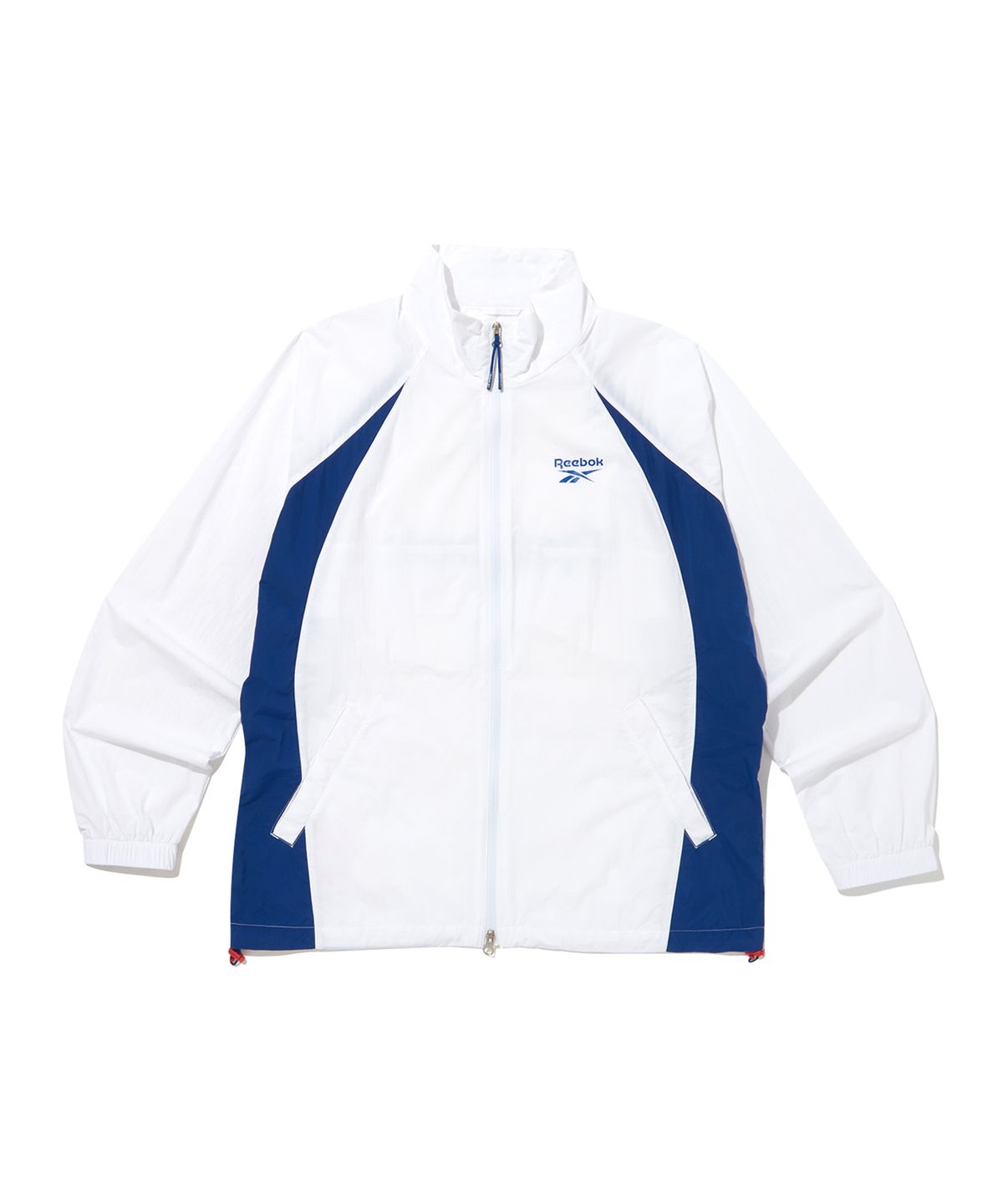 리복(REEBOK) 에센셜 써클 경량 윈드 브레이커 - 화이트:블루