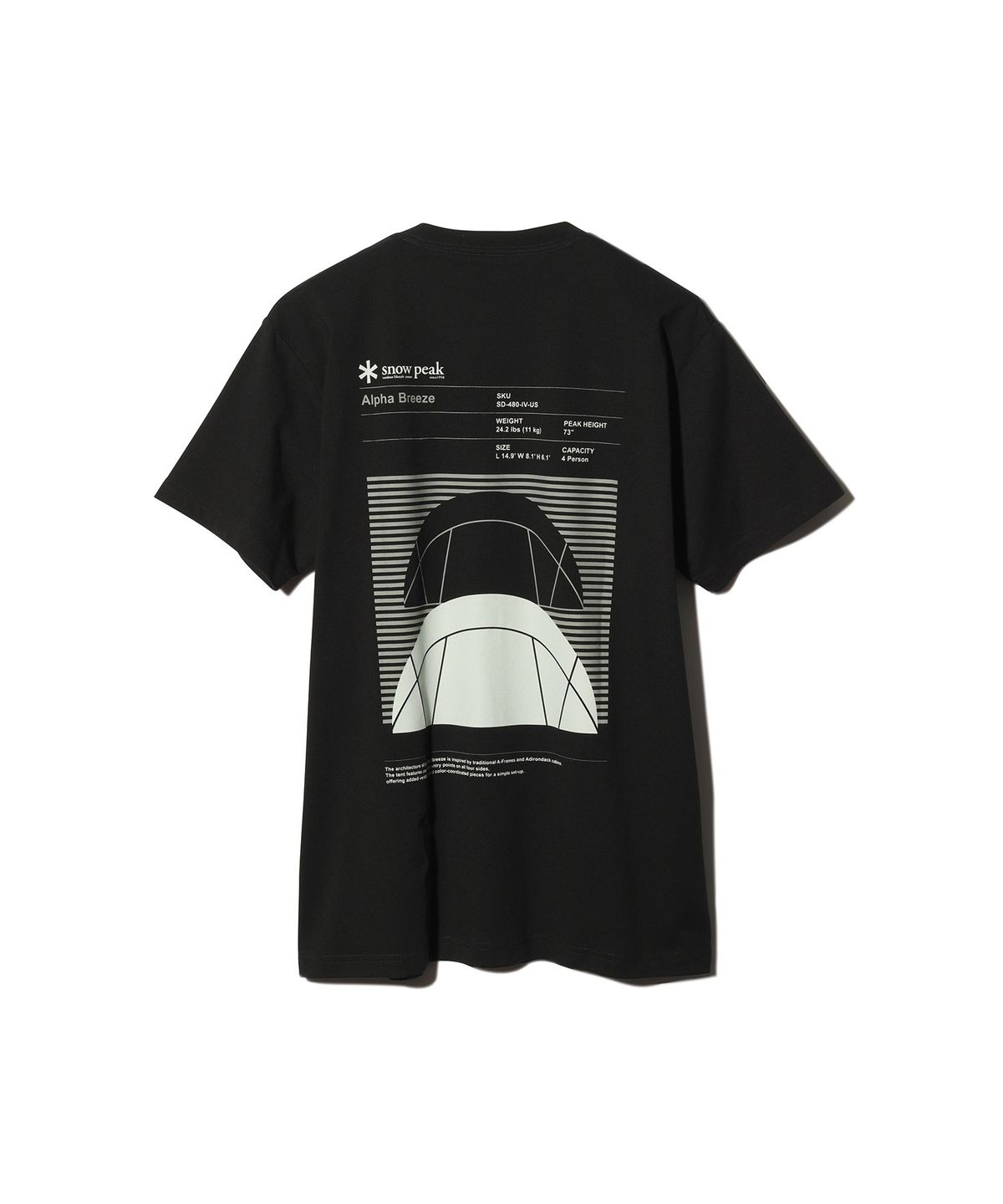 스노우피크(SNOWPEAK) 알파브리즈 타이포그래피 티셔츠 - 블랙 / TS-24SU001BK