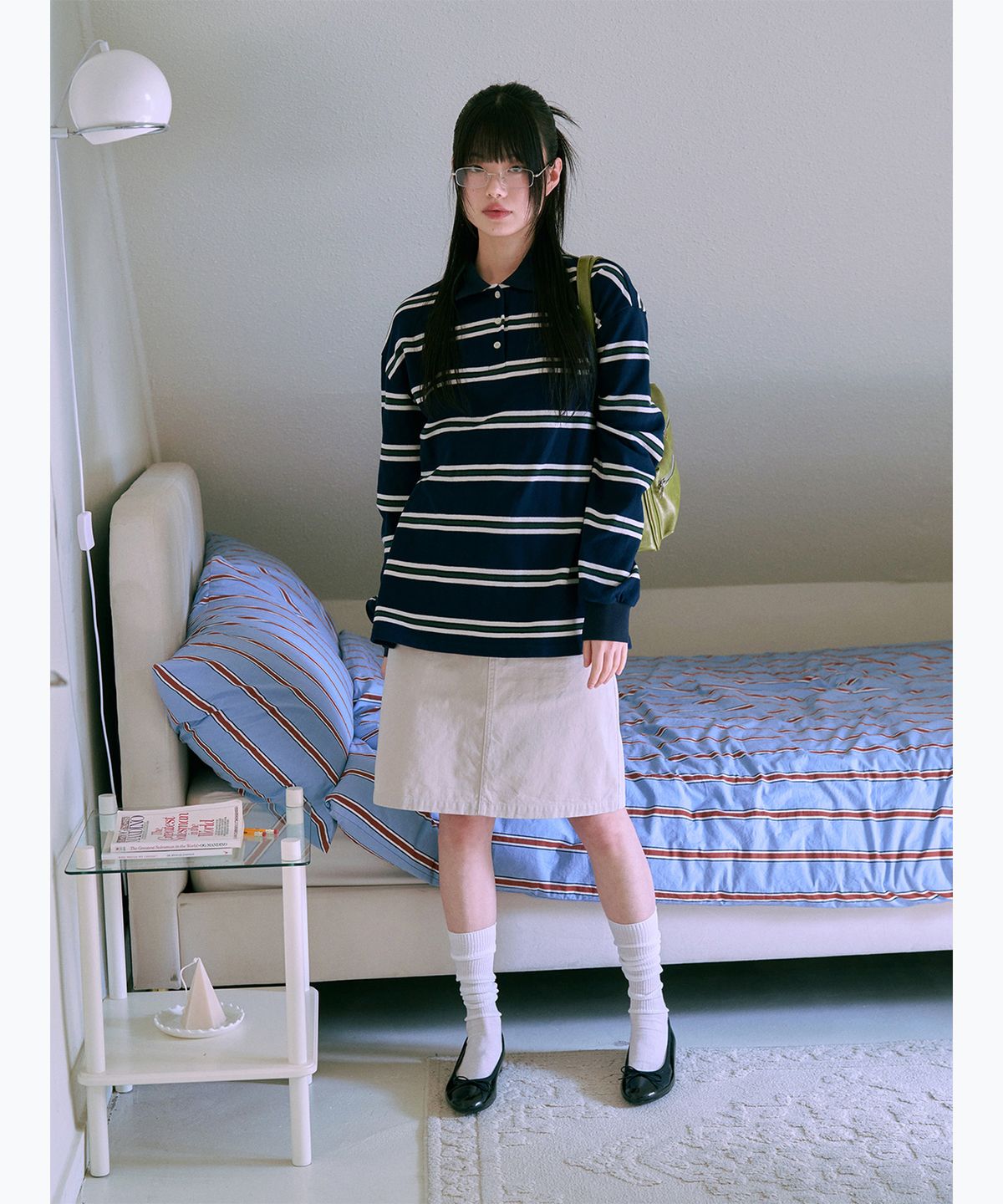에프에이디(FAD) 미디 스커트 (베이지)