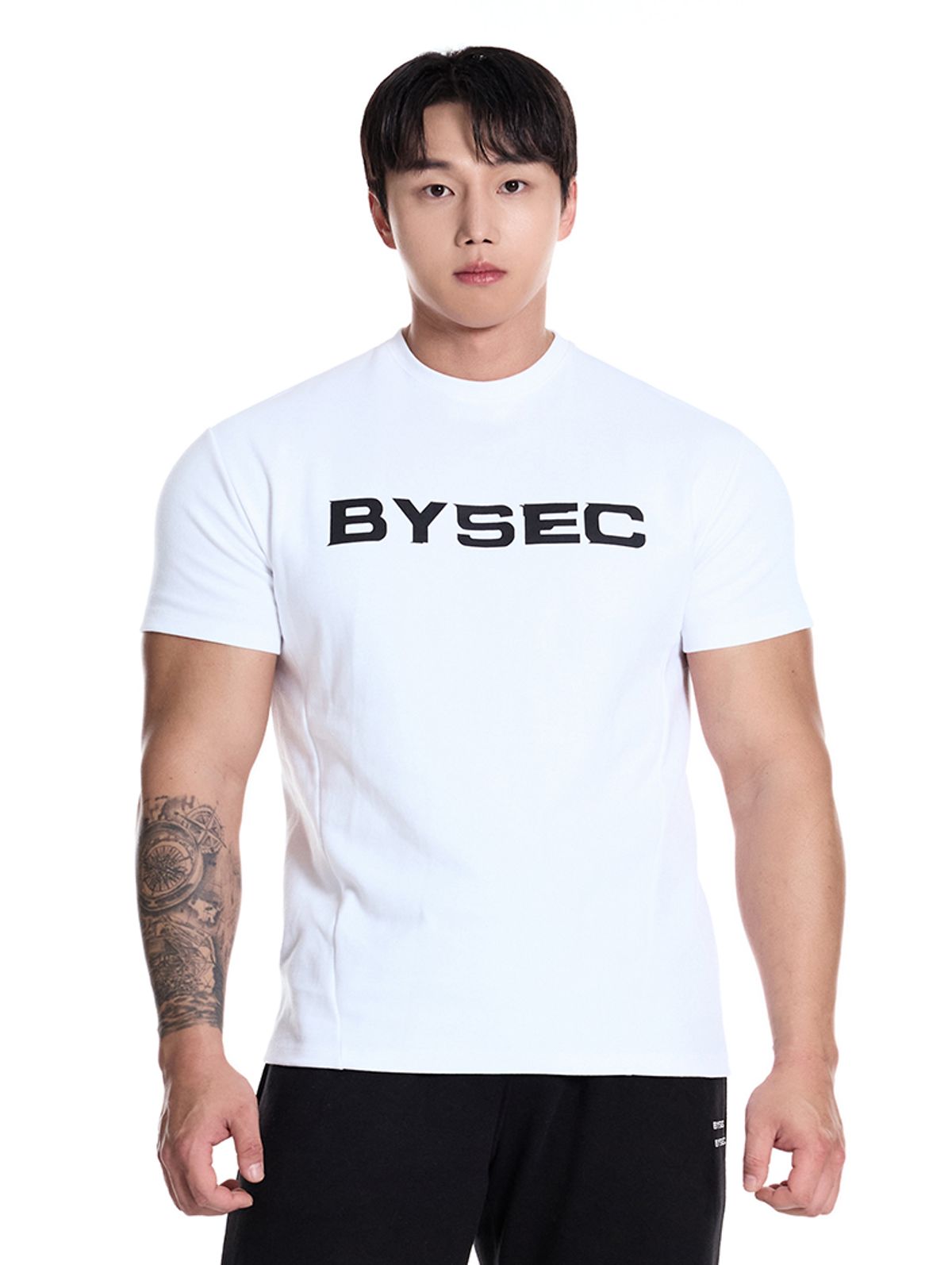 바이젝(BYSEC) [SET] 퍼펙트 특양면 빅로고 머슬핏 반팔 티셔츠_2Color