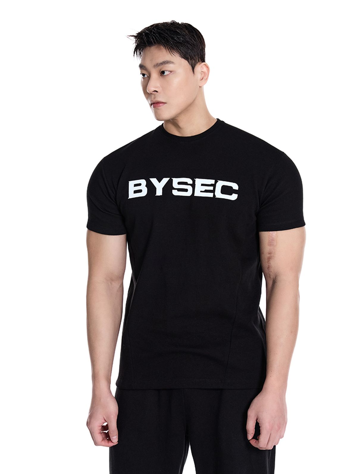 바이젝(BYSEC) [SET] 퍼펙트 특양면 빅로고 머슬핏 반팔 티셔츠_2Color