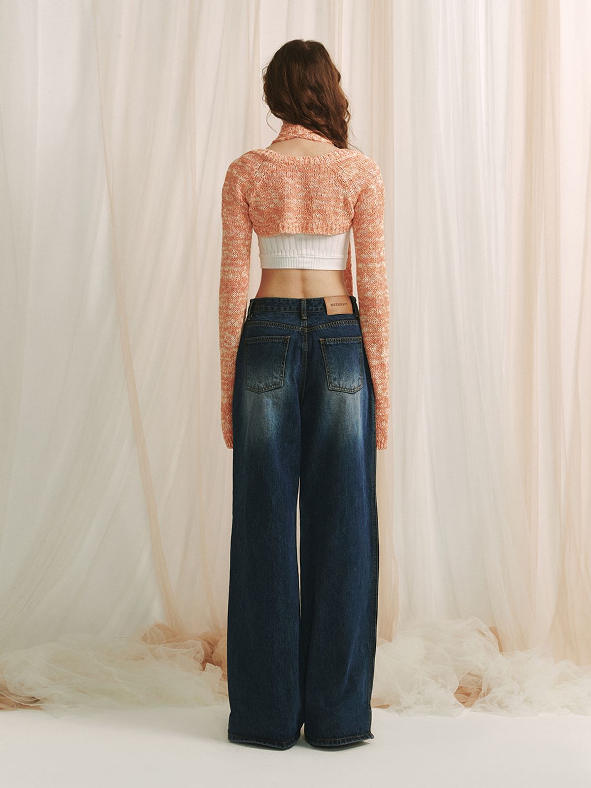 민더리(MEENDERI) SLUB KNIT LONG SCARF - SALMON