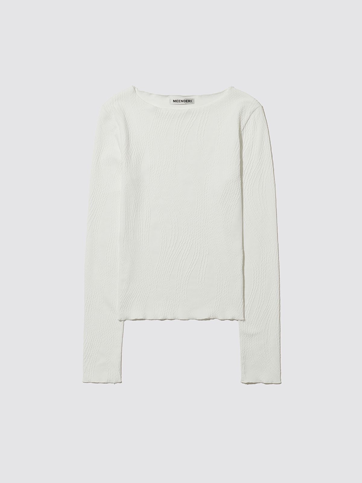 민더리(MEENDERI) JACQUARD LONG SLEEVE TOP - WHITE