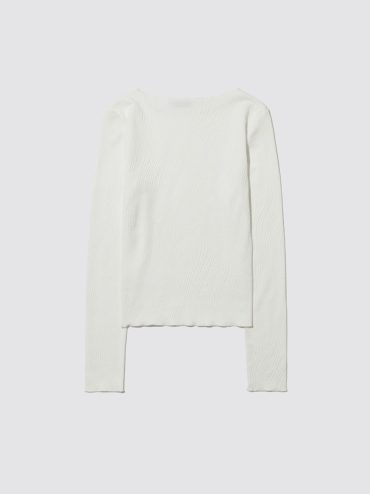 민더리(MEENDERI) JACQUARD LONG SLEEVE TOP - WHITE