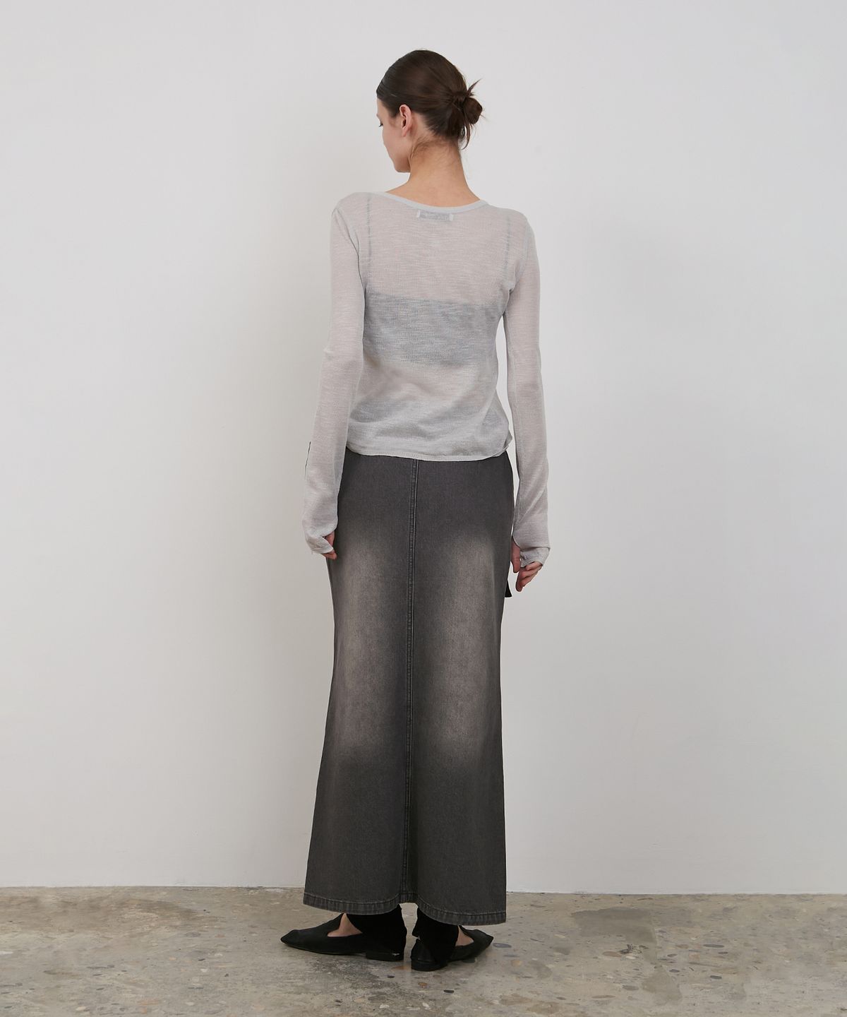 로우타이드(LOW TIDE) DENIM MAXI SKIRT [CHARCOAL]