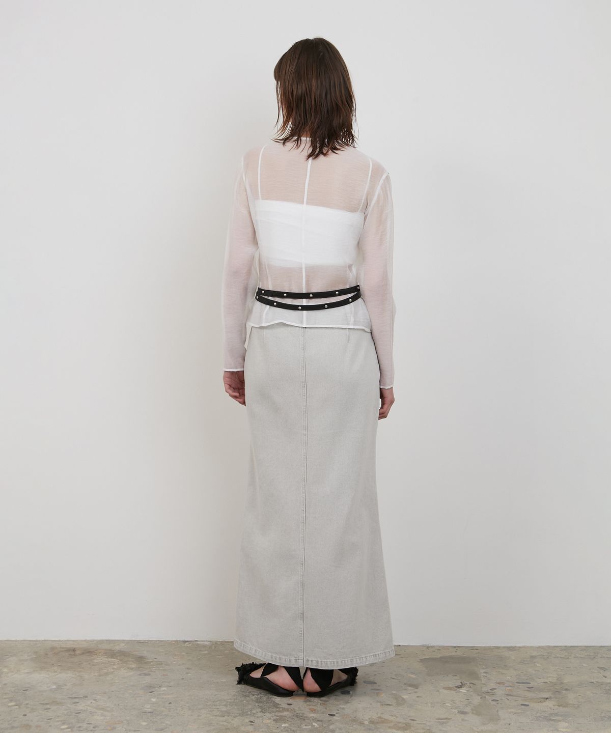 로우타이드(LOW TIDE) DENIM MAXI SKIRT [GREY]