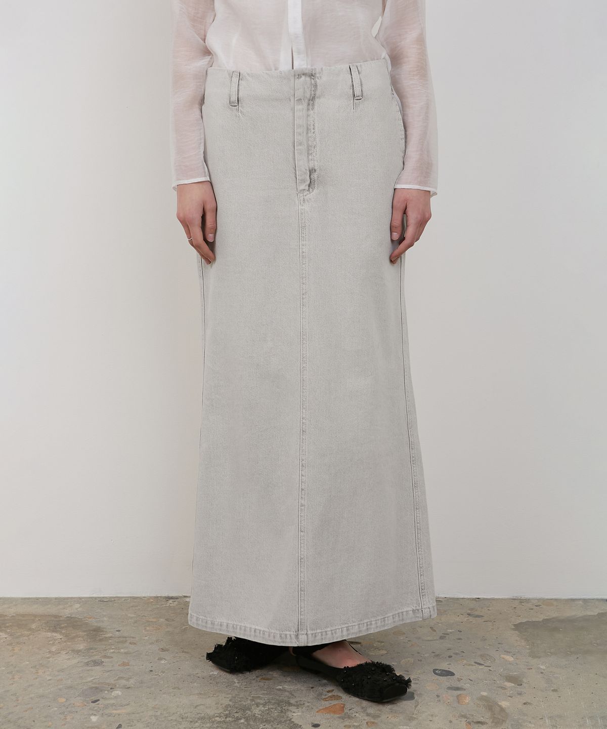 로우타이드(LOW TIDE) DENIM MAXI SKIRT [GREY]
