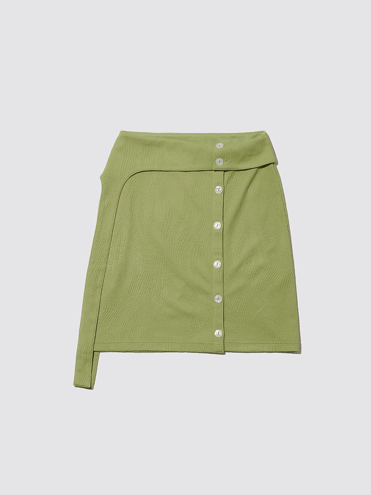 민더리(MEENDERI) JACQUARD BUTTON SKIRT - GREEN