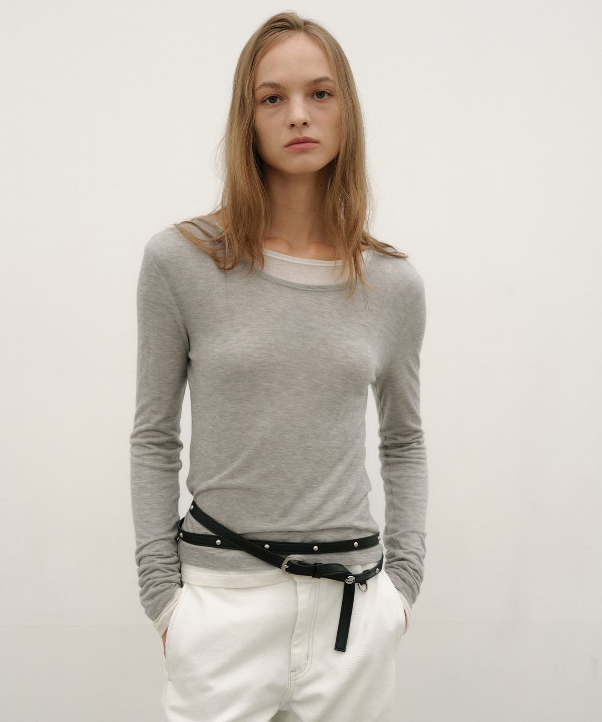 로우타이드(LOW TIDE) STUD LONG BELT [BLACK]