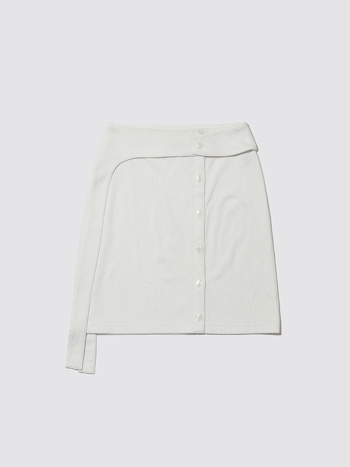 민더리(MEENDERI) JACQUARD BUTTON SKIRT - WHITE