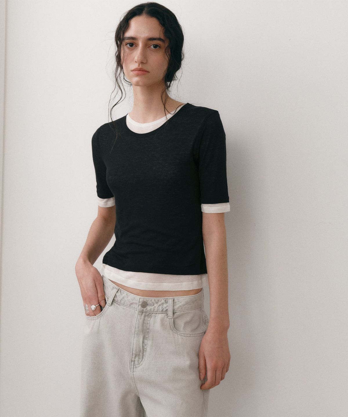 로우타이드(LOW TIDE) LAYERED T-SHIRT [BLACK]