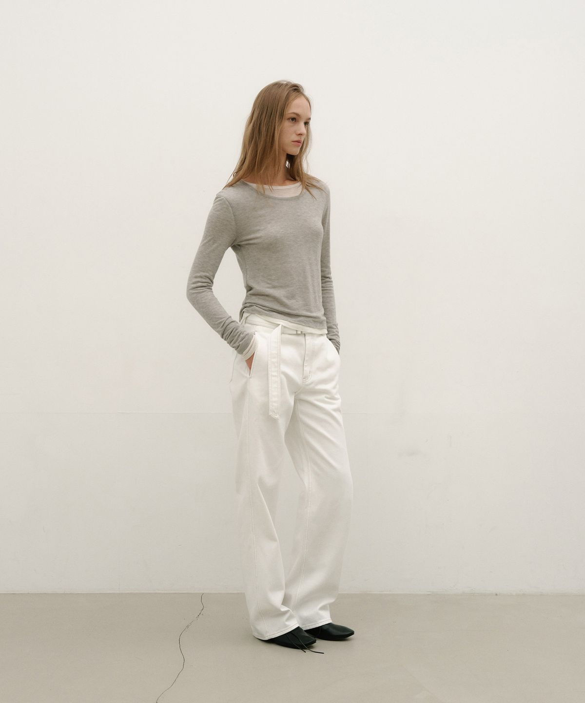 로우타이드(LOW TIDE) LAYERED LONG SLEEVE T-SHIRT [GREY]