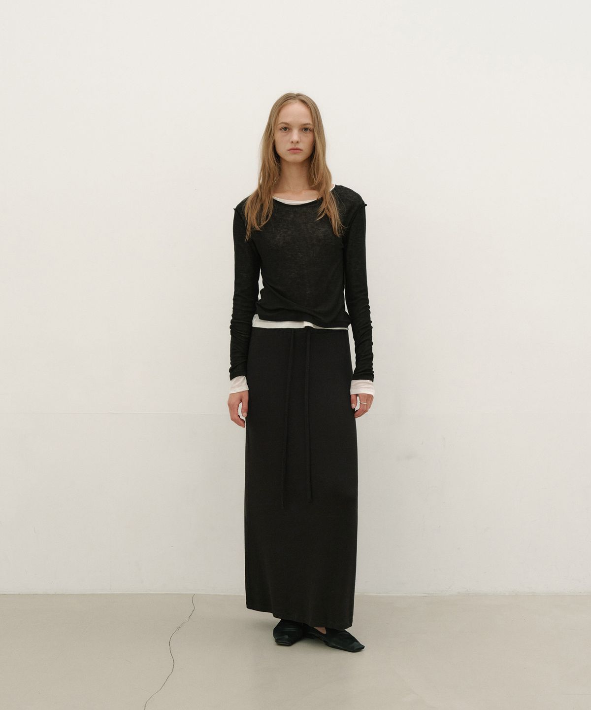 로우타이드(LOW TIDE) LAYERED LONG SLEEVE T-SHIRT [BLACK]