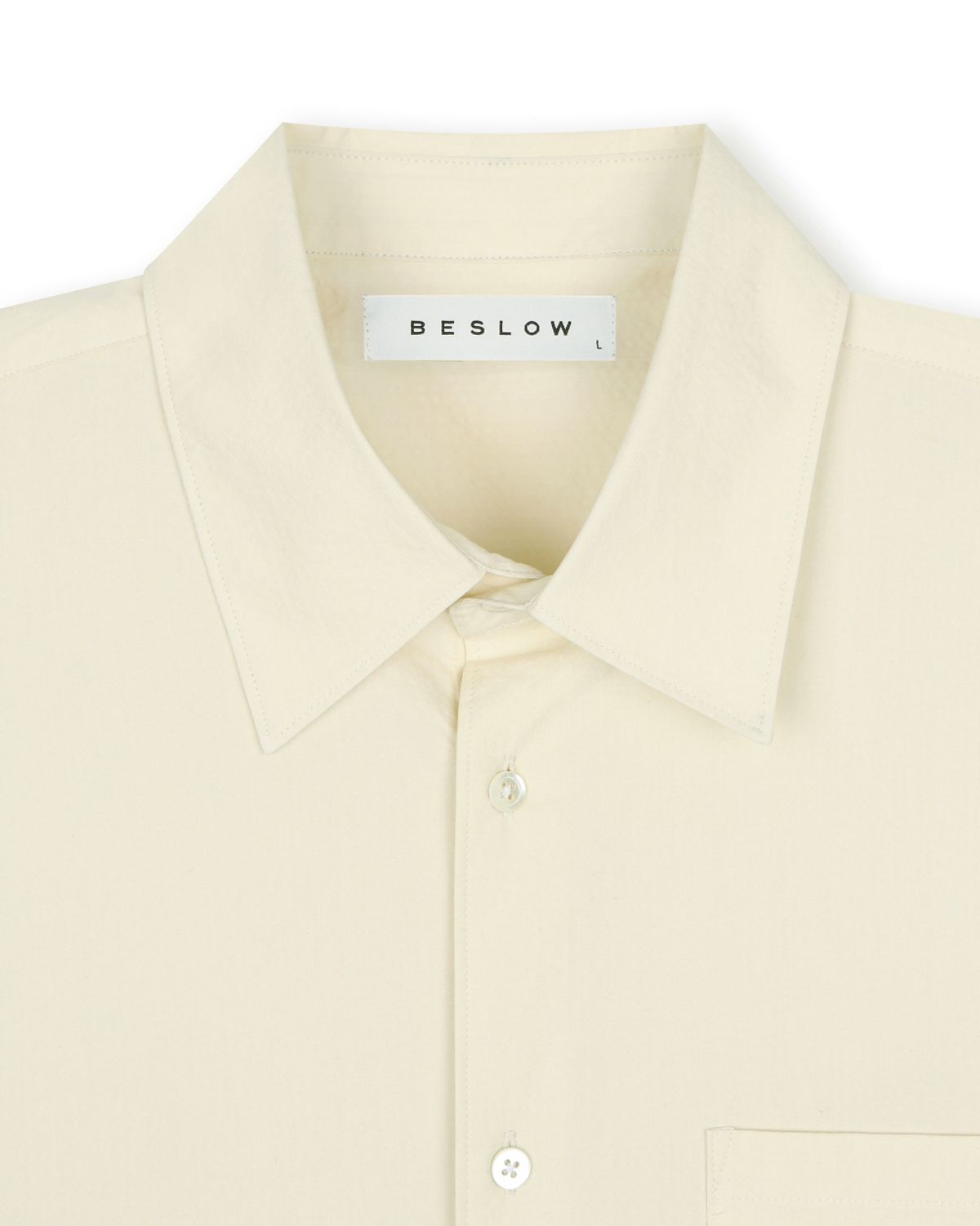 비슬로우(BESLOW) RIPPLE COTTON HALF SHIRT CREAM