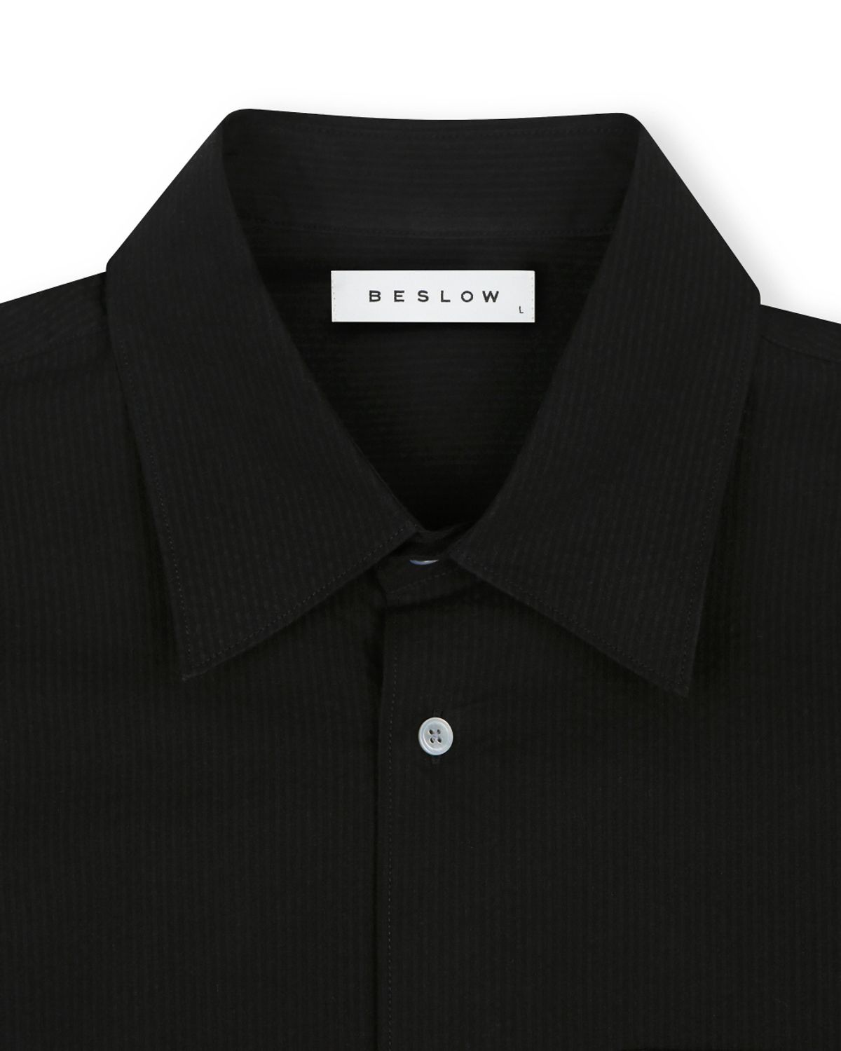 비슬로우(BESLOW) RIPPLE COTTON HALF SHIRT BLACK