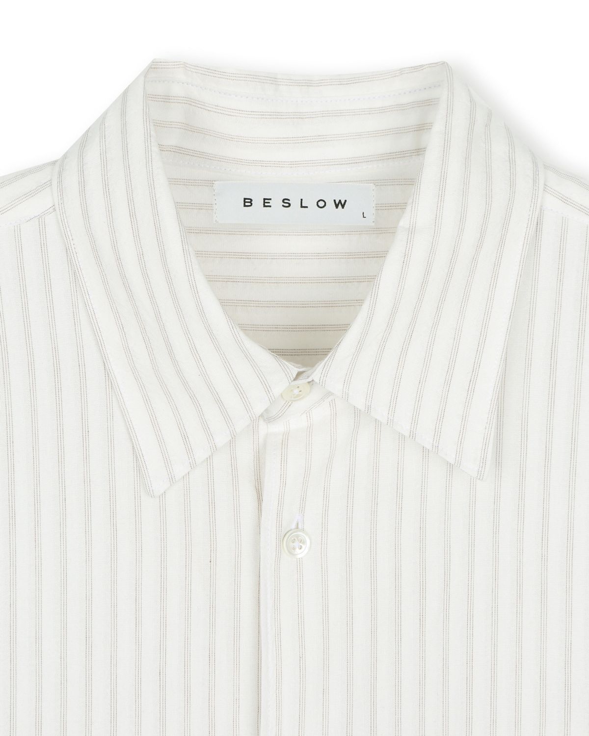 비슬로우(BESLOW) RIPPLE COTTON HALF SHIRT BEIGE STRIPE