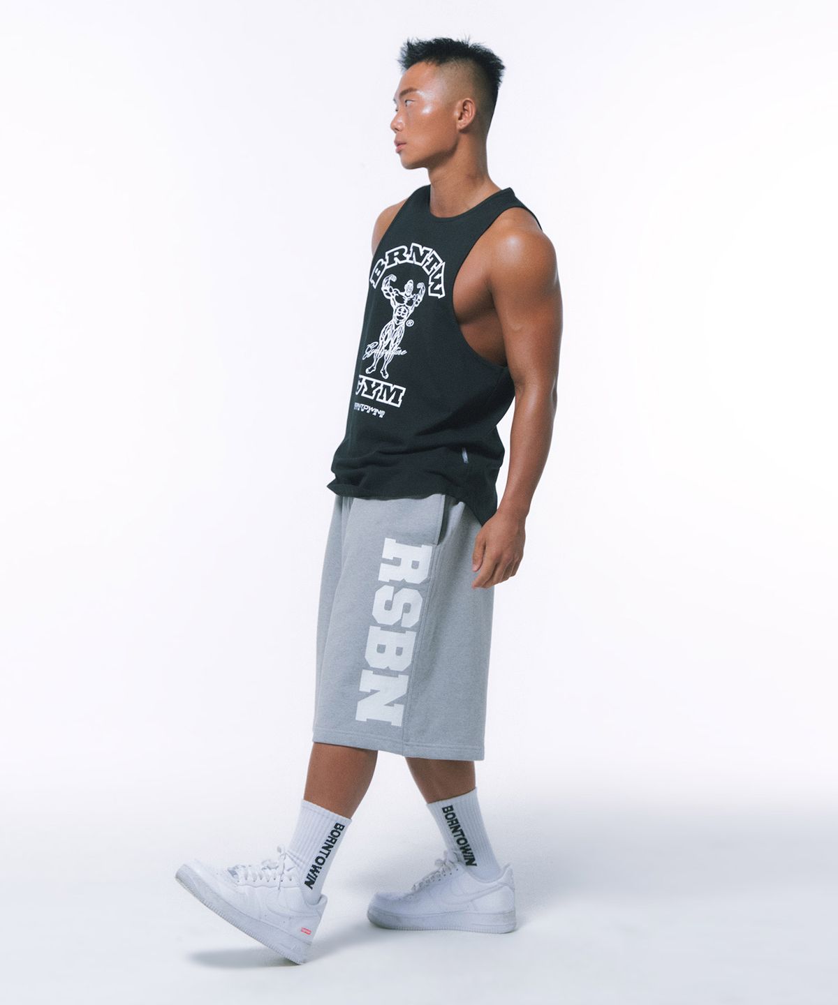 본투윈(BORN TO WIN) RSBN HALF PANTS LONG VER [MELANGE GREY]