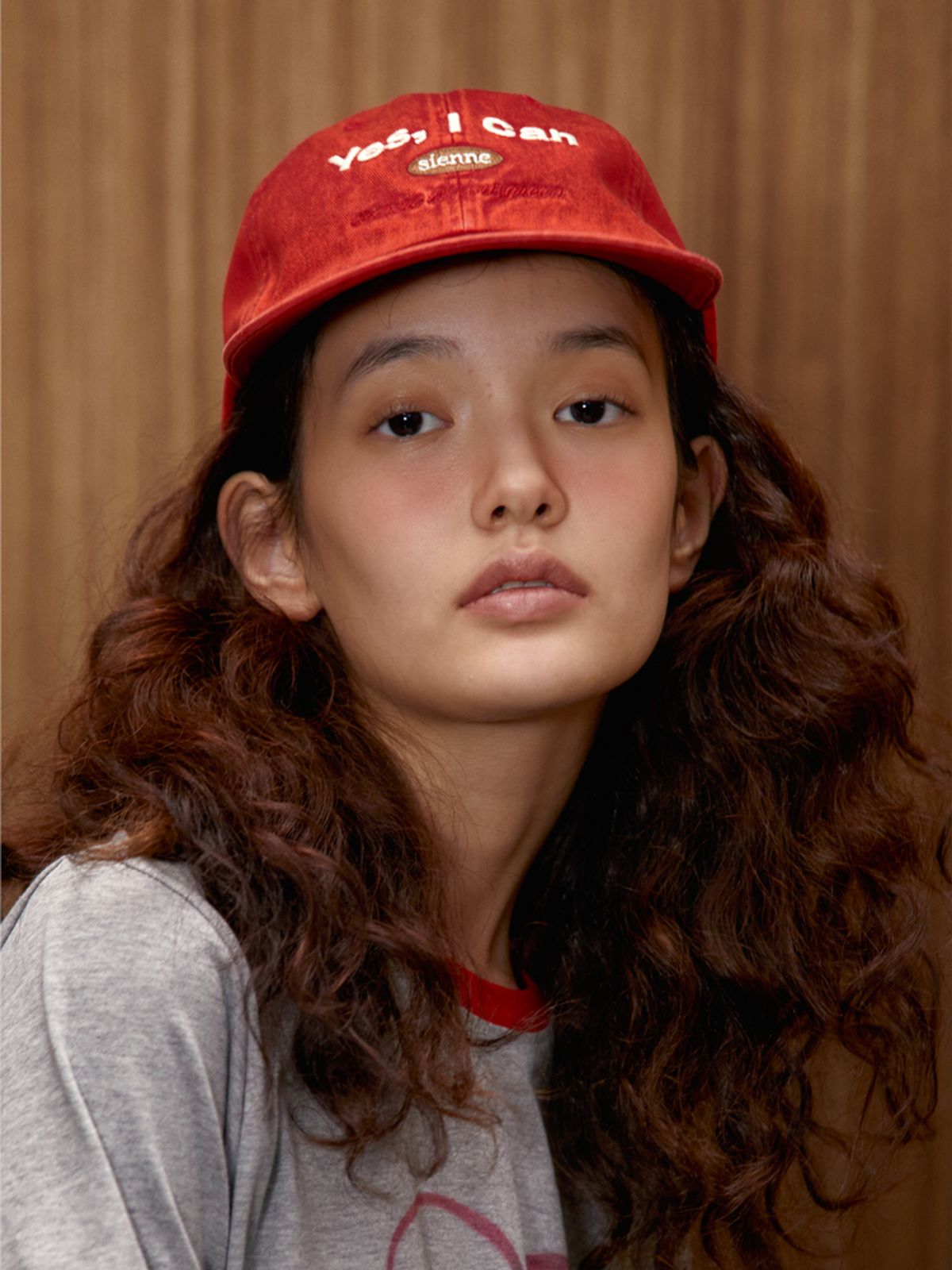 시엔느(SIENNE) Crown Washed Cotton Ball Cap (Red)