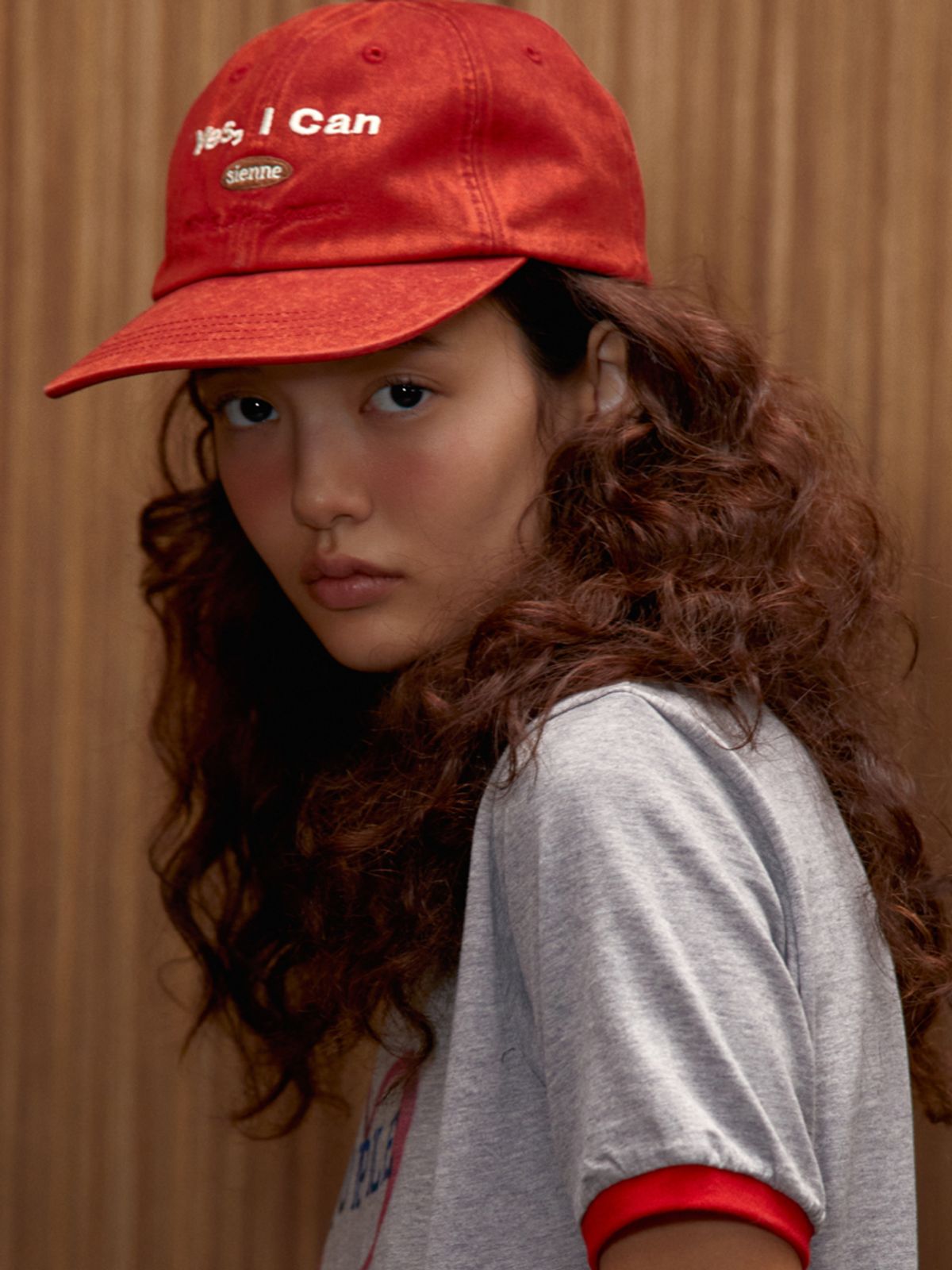 시엔느(SIENNE) Crown Washed Cotton Ball Cap (Red)