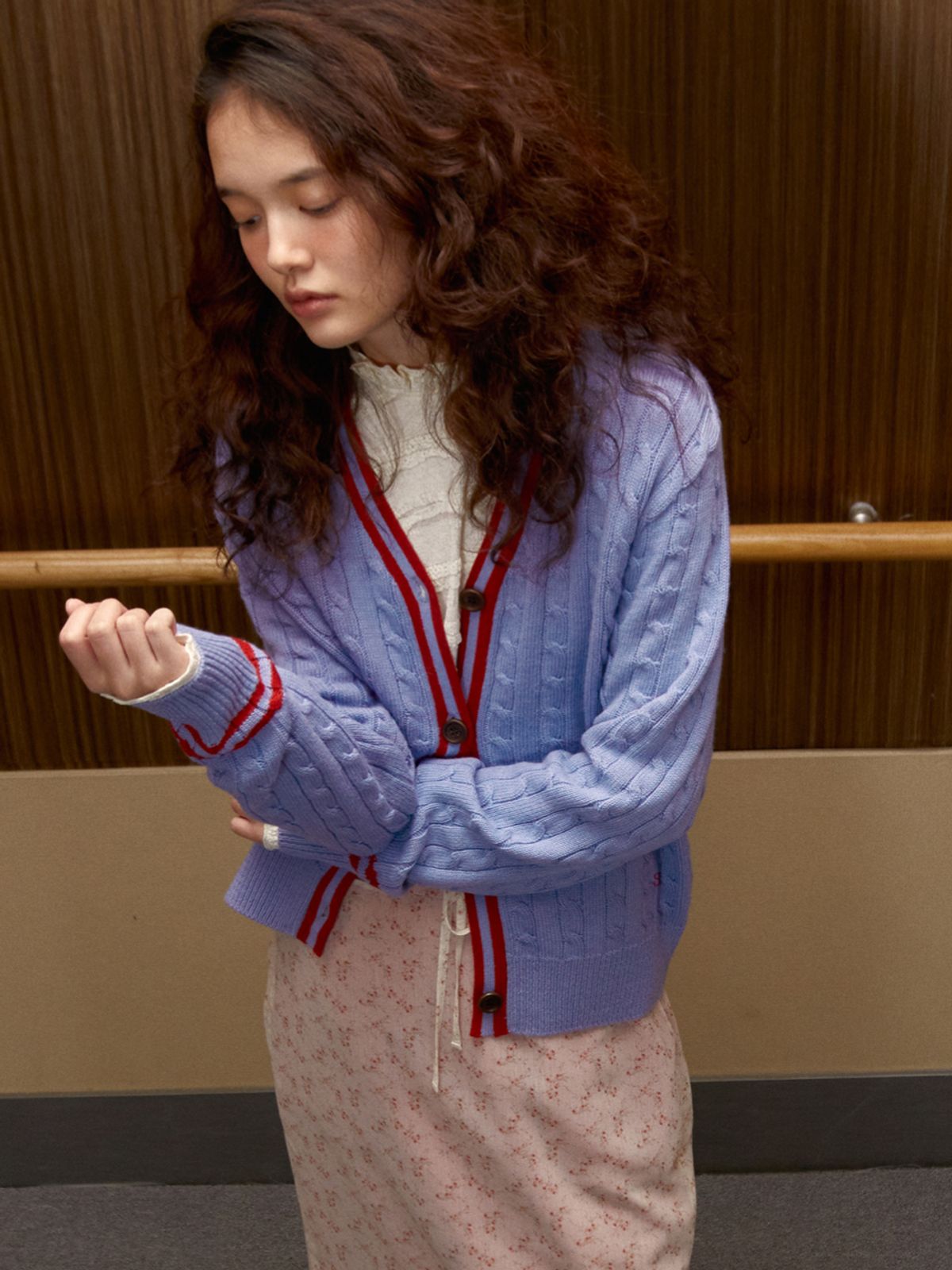 시엔느(SIENNE) Cleo Cable Cardigan (Light Purple)