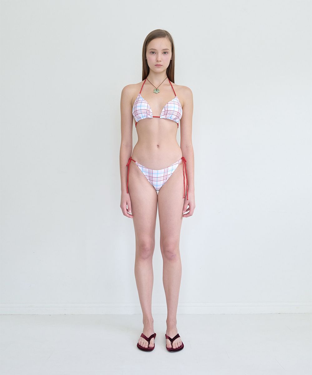 MUSINSA公式 | PISCESS Plaid check triangle bikini_ivory