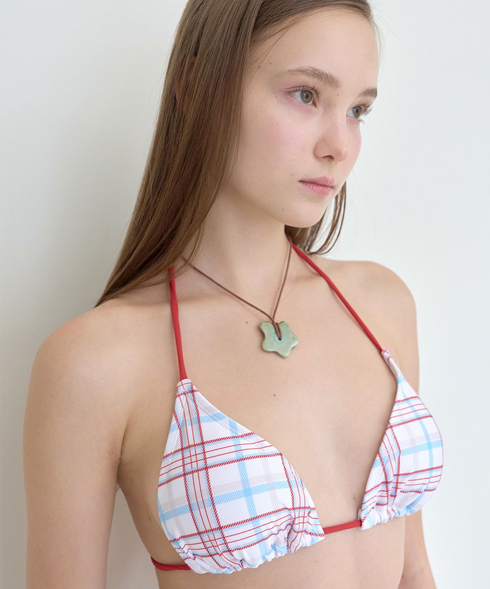 MUSINSA公式 | PISCESS Plaid check triangle bikini_ivory