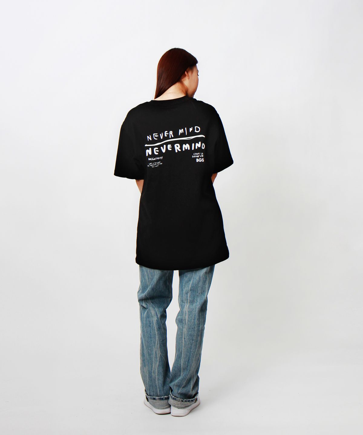 앱놀머씽(ABNORMALTHING) 네버마인드 티셔츠 블랙 (NEVERMIND T-SHIRT BLACK)