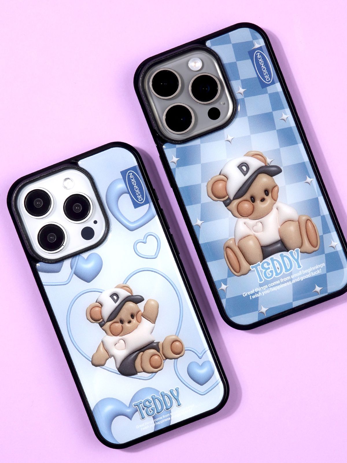디자인스킨(DESIGNSKIN) [전기종] 에폭시 그래픽 케이스-뉴레트로 체커보드/테디