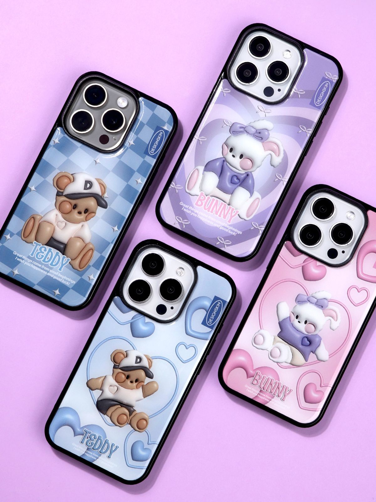 디자인스킨(DESIGNSKIN) [전기종] 에폭시 그래픽 케이스-뉴레트로 체커보드/테디