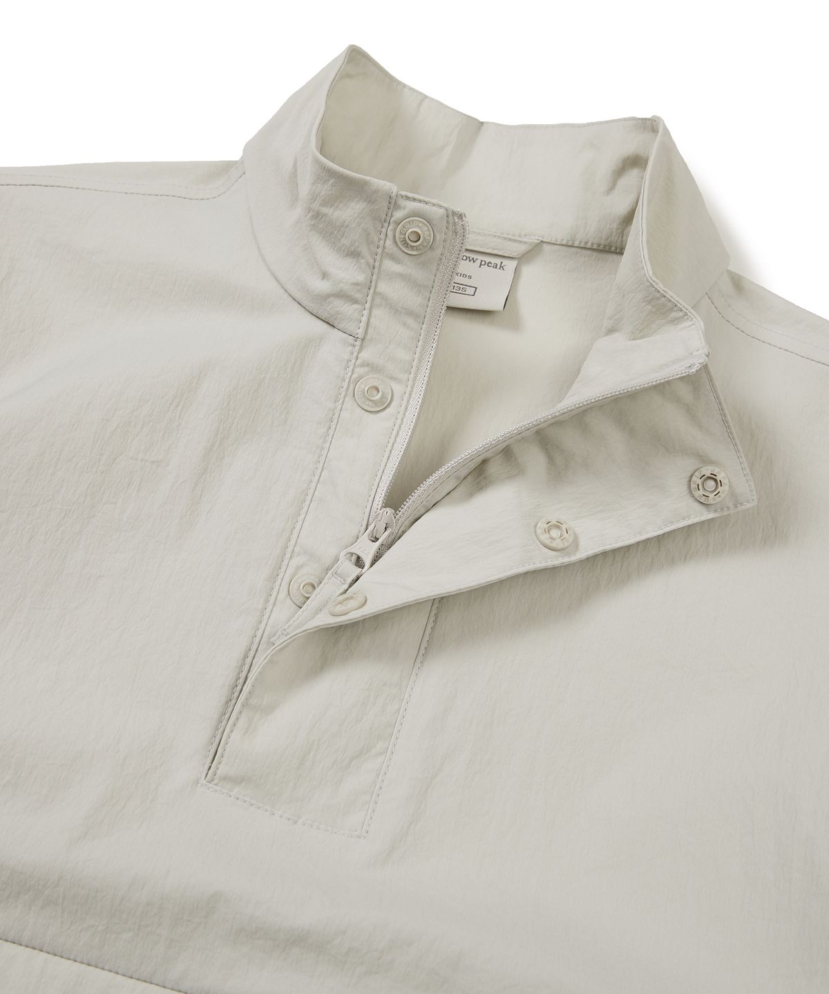 스노우피크 어패럴 키즈(SNOWPEAK APPAREL KIDS) 키즈 루트 스탠드넥 반팔 아노락 Light Beige (S24MKRAN80)