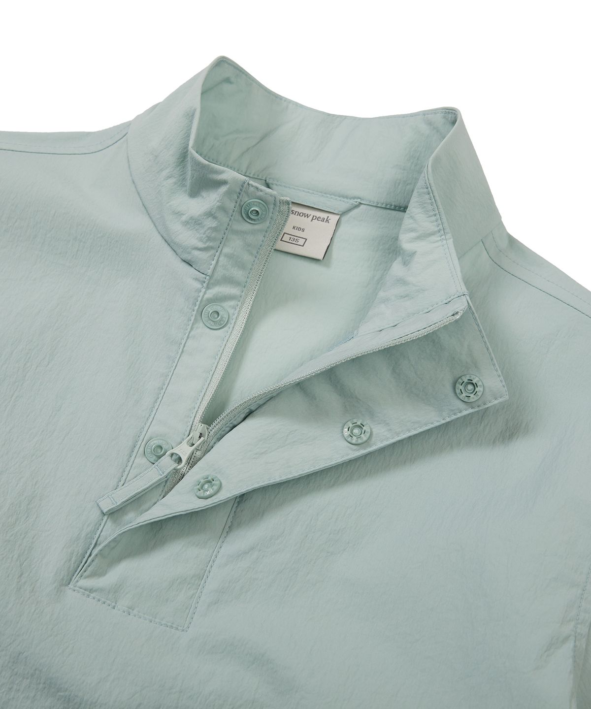 스노우피크 어패럴 키즈(SNOWPEAK APPAREL KIDS) 키즈 루트 스탠드넥 반팔 아노락 Mid Mint (S24MKRAN80)