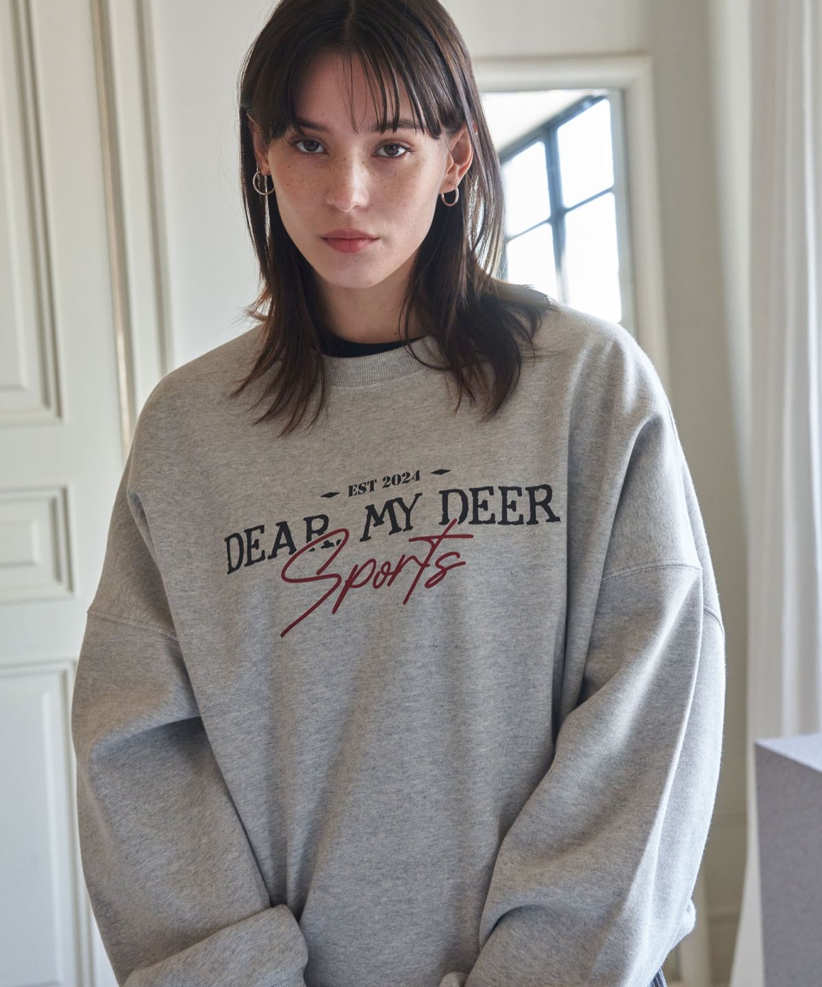 디어마이디어(DEARMYDEER) Sports Logo sweatshirt_ Grey