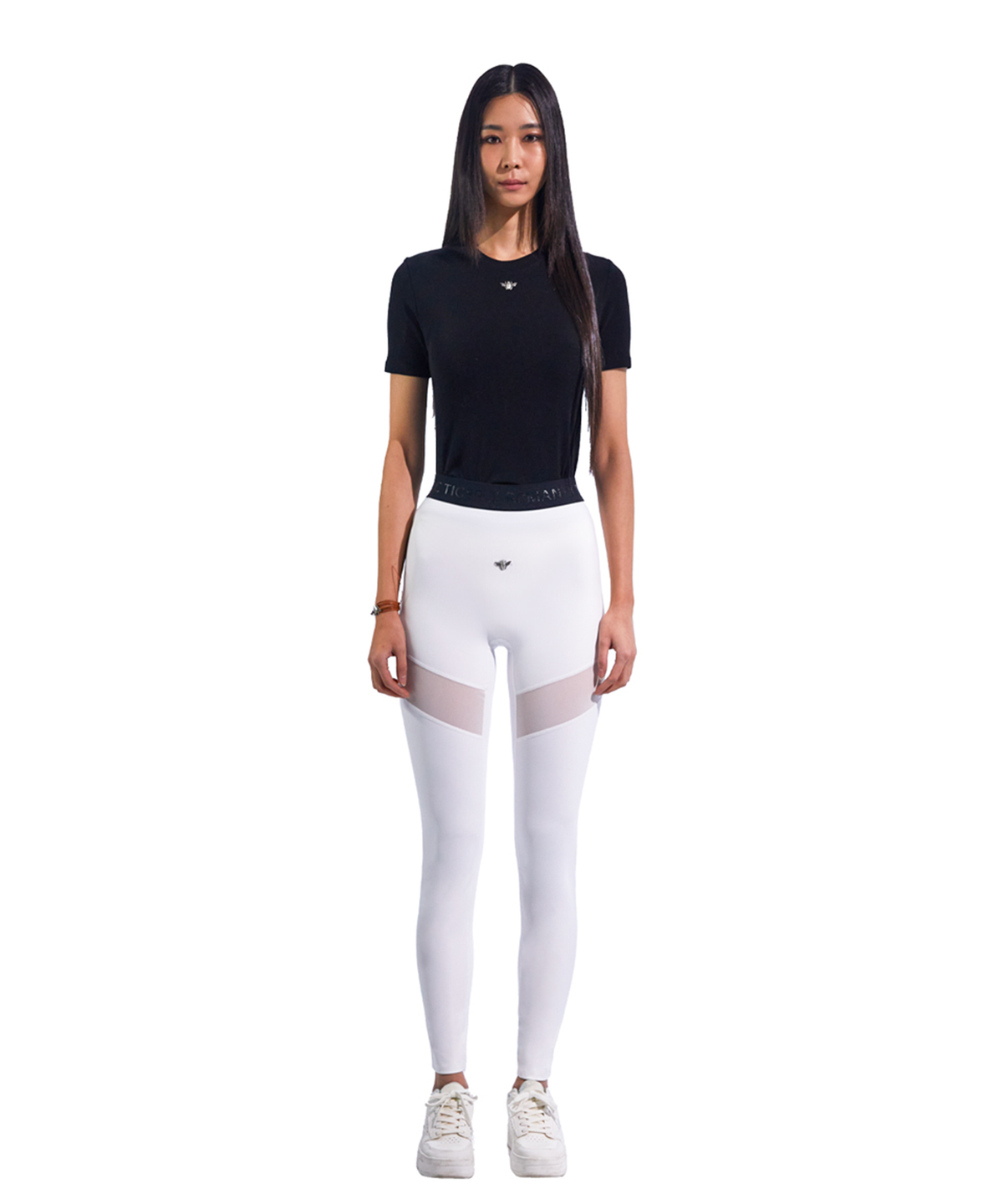 로맨틱타이거(ROMANTIC TIGER) chrome beetle mesh cut white leggings