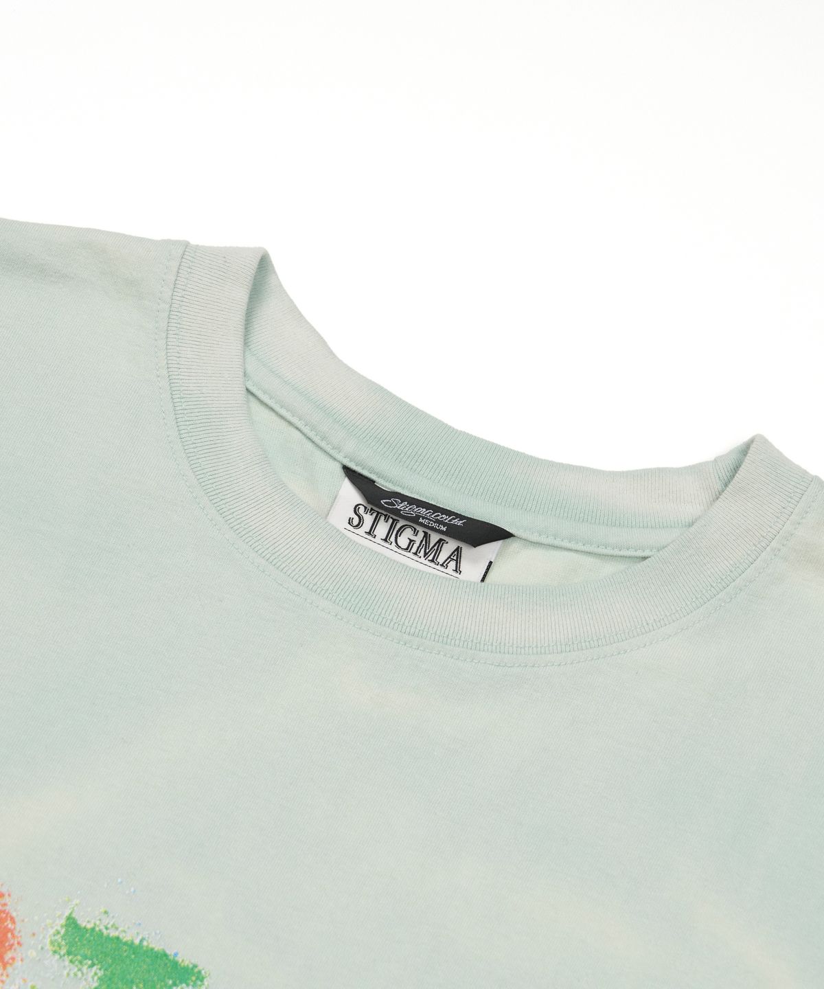 스티그마(STIGMA) Crayon STGM Vintage-Like Washed Oversized Short Sleeves T-Shirts Sky Blue