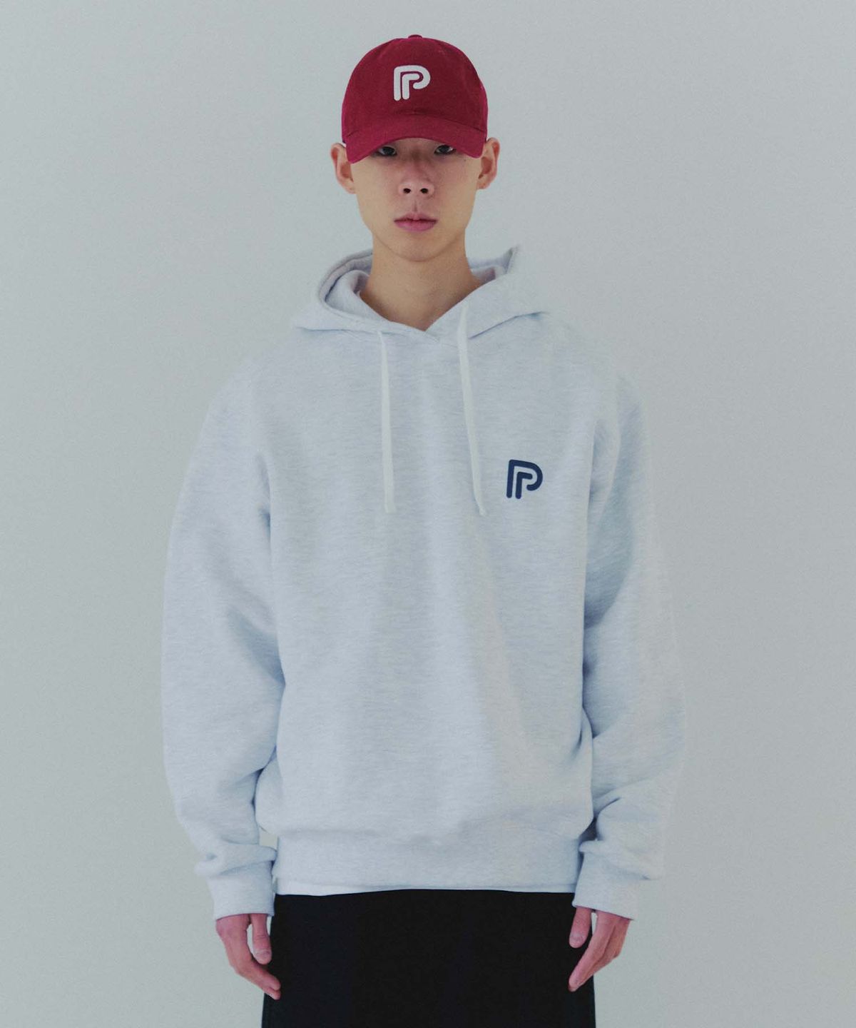 플랙(PLAC) FREI X PLAC 심볼 후드 티셔츠 멜란지 그레이