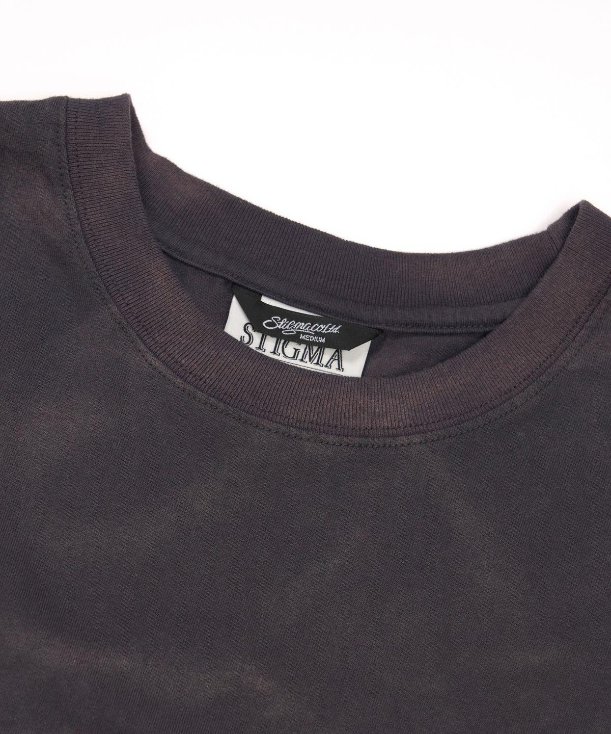 스티그마(STIGMA) Cross Smile Vintage-Like Washed Oversized Short Sleeves T-Shirts Charcoal