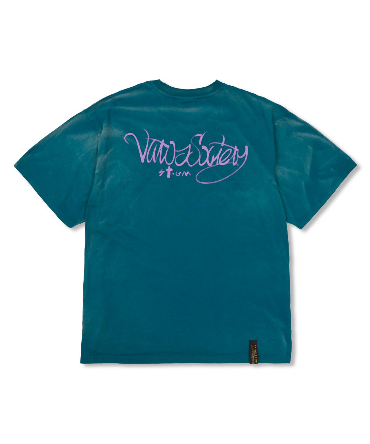 스티그마(STIGMA) Crayon Flower Vintage-Like Washed Oversized Short Sleeves T-Shirts Blue